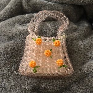 Orange Soda Pearl Hand Woven Bag